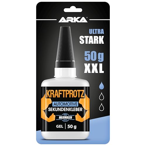 KFZ & Motorrad Sekundenkleber Gel – 50 g Automobilkleber extra stark, hitzebeständig & wasserfest – transparent & stoßfest – Anti-Austrocknungs-Spitze – KRAFTPROTZ GFK-, ABS-, Kunststoff-Kleber KFZ & Motorrad Sekundenkleber Gel – 50 g Automobilkleber extra stark, hitzebeständig & wasserfest – transparent & stoßfest – Anti-Austrocknungs-Spitze – KRAFTPROTZ GFK-, ABS-, Kunststoff-Kleber von ARKA