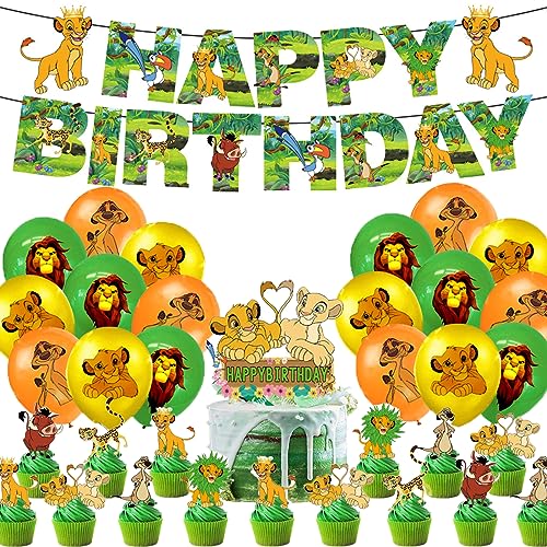 Löwen-Geburtstagsparty-Dekorationen: Happy Birthday-Banner, Luftballons, Kuchendekorationen und mehr von ARKNAV