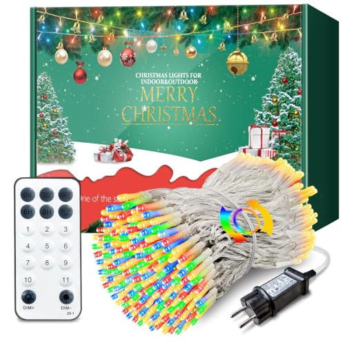 ARKOCHIC 105M Lichterkette außen, 1000 warmweiß LED Lichterkette Weihnachtsbaum außen innen mit Fernbedienung, 11 Modi wasserdicht Weihnachtsbeleuchtung aussen für Garten Hochzeit, Warmweiß/Bunt von ARKOCHIC