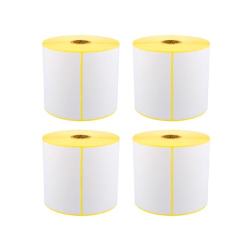 4x Thermo Etiketten 100 x 150 mm / 500 Stück pro Rolle Kern 25,4 mm Thermoetiketten mit Perforation permanent haftend selbstklebende Etiketten für Thermodrucker Thermodirekt (2000 Etiketten) von ARLI