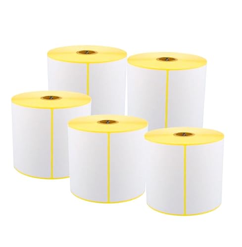 5x Thermo Etiketten 100 x 150 mm / 500 Stück pro Rolle Kern 25,4 mm Thermoetiketten mit Perforation permanent haftend selbstklebende Etiketten für Thermodrucker Thermodirekt (2500 Etiketten) von ARLI