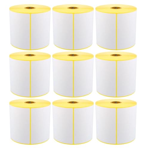 ARLI Thermoetiketten 100 x 150 mm | 9x Rollen (4500 Etiketten) | 500 Stück pro Rolle Kern 25,4 mm Perforiert/Perforation Permanent haftend Thermodirekt Etiketten Versandetiketten für Thermodrucker von ARLI