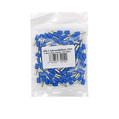 Aderendhülsen isoliert blau 100x 2,5mm² Aderendhülse zum crimpen mit Crimpzange Aderend Press Hülsen Stecker 2,5 mm Hülse kfz Draht Elektro Kabelschuhe 100 Stück ARLI Aderendhülsen isoliert blau 100x 2,5mm² Aderendhülse zum crimpen mit Crimpzange Aderend Press Hülsen Stecker 2,5 mm Hülse kfz Draht Elektro Kabelschuhe 100 Stück ARLI von ARLI