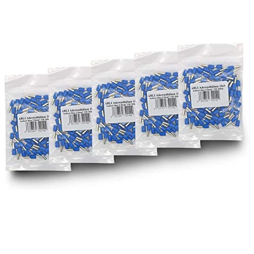 Aderendhülsen isoliert blau 500 x 2,5 mm² Aderendhülse zum crimpen mit Crimpzange Aderend Press Hülsen Stecker 2,5 mm Hülse kfz Draht Elektro Kabelschuhe 500 Stück ARLI Aderendhülsen isoliert blau 500 x 2,5 mm² Aderendhülse zum crimpen mit Crimpzange Aderend Press Hülsen Stecker 2,5 mm Hülse kfz Draht Elektro Kabelschuhe 500 Stück ARLI von ARLI