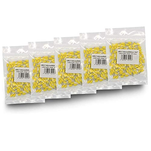 Aderendhülsen isoliert gelb 500 x 1 mm² Aderendhülse zum crimpen mit Crimpzange Aderend Press Hülsen Stecker 1,0 mm Hülse kfz Draht Elektro Kabelschuhe 500 Stück ARLI Aderendhülsen isoliert gelb 500 x 1 mm² Aderendhülse zum crimpen mit Crimpzange Aderend Press Hülsen Stecker 1,0 mm Hülse kfz Draht Elektro Kabelschuhe 500 Stück ARLI von ARLI