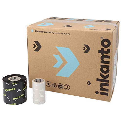 ARMOR AWR1 Thermotransfer Farbband - 55 mm x 300 m - Wachs Farbband schwarz, 25 Rolle/n in 1 Packung, 25 mm Kern, Außenwicklung, T62421QG, Thermotransferfolie für unbeschichtete Papieretiketten von ARMOR
