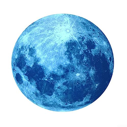 30 cm 3D leuchtender Mond Wandaufkleber, Mond Decke Kunst Aufkleber für Zimmer Schlafzimmer Dekor leuchtet im Dunkeln (blau) von ARMYJY
