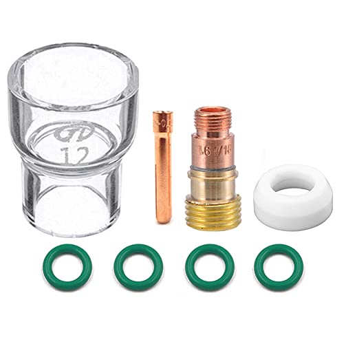 8-teiliges Set Taschenlampe Wig-Schweißen, robuste Gaslinse #12 Taschenlampe Cup O-Ringe für WP-17/18/26 beheiztes Glas-Kit, Spannzangen-Körper, robuste Gaslinse von ARMYJY