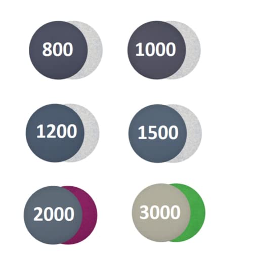 90 Stück 75 mm Schleifscheiben, Körnung 800/1000/1200/1500/2000/3000, rund, nass und trocken, Klett-Beflockung, Orbital-Schleifpapier zum Polieren 90 Stück 75 mm Schleifscheiben, Körnung 800/1000/1200/1500/2000/3000, rund, nass und trocken, Klett-Beflockung, Orbital-Schleifpapier zum Polieren von ARMYJY