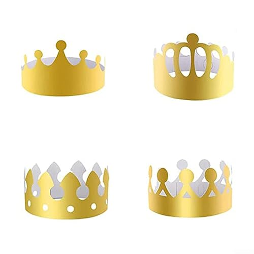 ARMYJY 4Styles 20 Stück Königskronen Partyhüte goldene Papierkronen für Krönungsfeiern, 20 Stück von ARMYJY
