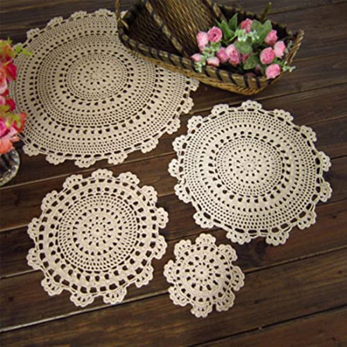 4 Stück Tischdecke, handgefertigt, gehäkelt, Spitze, Baumwolle, Tischdecke, Tischdekoration 4 Stück Tischdecke, handgefertigt, gehäkelt, Spitze, Baumwolle, Tischdecke, Tischdekoration von ARMYJY