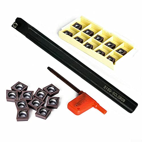 Bohrstange 16 mm S16Q-SCLCR09 Drehwerkzeughalter + 10 Stück Hartmetall-Einsatz CCMT09T304 + 1 Stück T15 Schraubenschlüssel Bohrstange 16 mm S16Q-SCLCR09 Drehwerkzeughalter + 10 Stück Hartmetall-Einsatz CCMT09T304 + 1 Stück T15 Schraubenschlüssel von ARMYJY