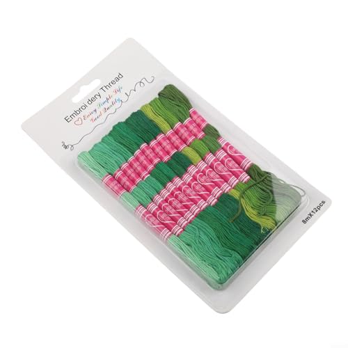 Buntes Stickgarn-Set, 12 Polyester-Baumwollfäden, 8 Meter lang für kreatives Nähen (grün) von ARMYJY