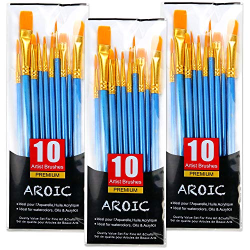 AROIC Pinsel-Set, 3 Stück, 30 Stück, Acryl-Pinsel, Künstlerpinsel für Öl, Aquarell, Acryl, Gesicht, Felsmalerei von AROIC