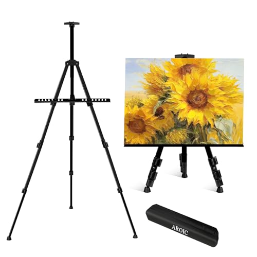 AROIC Staffelei für Kunstmalerei, tragbar, verstellbar, Aluminium, Metall, Stativ, Künstlerleinwände, Höhe von 43,2 bis 167,8 cm, extra stabil, für Tisch-/Bodenmalerei, Schwarz, mit 1 AROIC Staffelei für Kunstmalerei, tragbar, verstellbar, Aluminium, Metall, Stativ, Künstlerleinwände, Höhe von 43,2 bis 167,8 cm, extra stabil, für Tisch-/Bodenmalerei, Schwarz, mit 1 von AROIC