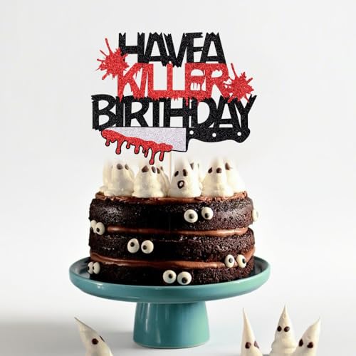 AROKIPPRY Halloween Happy Birthday Cake Topper, Horror Party Decor, Halloween Zombie Vampir Party Dekoration Supplies Schwarz Rot Glitzer AROKIPPRY Halloween Happy Birthday Cake Topper, Horror Party Decor, Halloween Zombie Vampir Party Dekoration Supplies Schwarz Rot Glitzer von AROKIPPRY