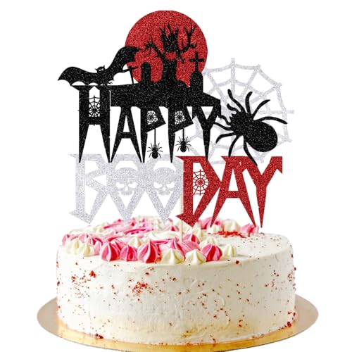 AROKIPPRY Happy Boo Day Tortenaufsatz – Glitzernde kleine Boo Halloween-Party-Dekoration – Fledermausspinne Kuchenpicker für Geister-Halloween-Thema/Babyparty/Geschlechtsoffenbarung AROKIPPRY Happy Boo Day Tortenaufsatz – Glitzernde kleine Boo Halloween-Party-Dekoration – Fledermausspinne Kuchenpicker für Geister-Halloween-Thema/Babyparty/Geschlechtsoffenbarung von AROKIPPRY