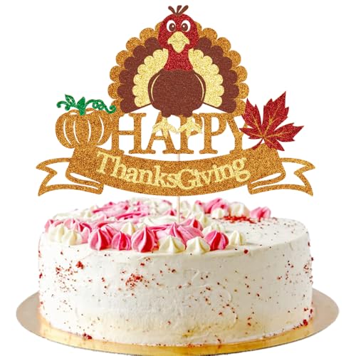 AROKIPPRY Happy Thanksgiving Cake Topper – Truthahn-Kuchendekoration, Ahornblatt-Kürbis-Cupcake-Picks – Herbst-Truthahn-Geburtstag, Jubiläumsdekorationen AROKIPPRY Happy Thanksgiving Cake Topper – Truthahn-Kuchendekoration, Ahornblatt-Kürbis-Cupcake-Picks – Herbst-Truthahn-Geburtstag, Jubiläumsdekorationen von AROKIPPRY