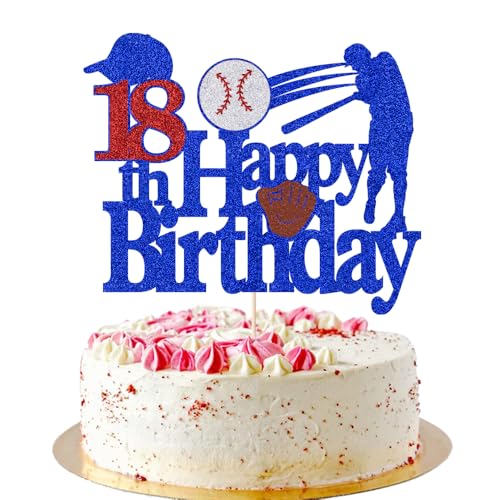 AROKIPPRY Tortenaufsatz mit Baseball-Motiv, Sport, Happy 18th Birthday, Baseballspieler, Kuchendekoration für Baseball-Sport-Partys, Jungen und Mädchen, 18. Geburtstag, Cupcake-Dekoration AROKIPPRY Tortenaufsatz mit Baseball-Motiv, Sport, Happy 18th Birthday, Baseballspieler, Kuchendekoration für Baseball-Sport-Partys, Jungen und Mädchen, 18. Geburtstag, Cupcake-Dekoration von AROKIPPRY