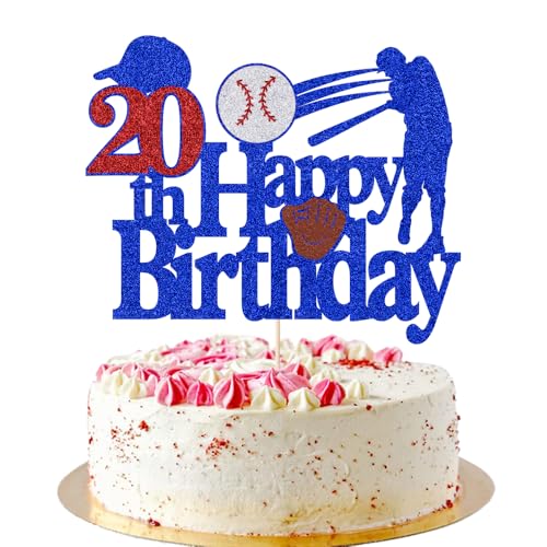 AROKIPPRY Tortenaufsatz mit Baseball-Thema, Sport, Happy 20th Birthday, Baseballspieler, Kuchendekoration für Baseball-Sport-Partys, Jungen und Mädchen, 20. Geburtstag, Cupcake-Dekoration AROKIPPRY Tortenaufsatz mit Baseball-Thema, Sport, Happy 20th Birthday, Baseballspieler, Kuchendekoration für Baseball-Sport-Partys, Jungen und Mädchen, 20. Geburtstag, Cupcake-Dekoration von AROKIPPRY