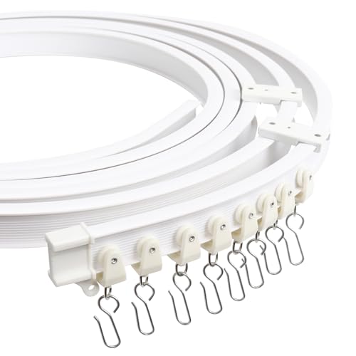 AROMUJOY Flexible Decken-Vorhangschiene, 3 Meter/9.84ft Gardinenschiene Deckenmontage mit Stummen Rollen, Gebogene Deckenschiene, Deckenvorhangschiene für Fenster Vorhänge Duschvorhang Krankenhaus AROMUJOY Flexible Decken-Vorhangschiene, 3 Meter/9.84ft Gardinenschiene Deckenmontage mit Stummen Rollen, Gebogene Deckenschiene, Deckenvorhangschiene für Fenster Vorhänge Duschvorhang Krankenhaus von AROMUJOY