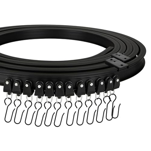 AROMUJOY Flexible Decken-Vorhangschiene, 5 Meter/16.4ft Gardinenschiene Deckenmontage mit Stummen Rollen, Gebogene Deckenschiene, Deckenvorhangschiene für Fenster Vorhänge Duschvorhang Krankenhaus von AROMUJOY