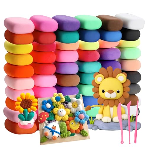 AROMUJOY Modelliermasse Lufttrocknend, 60 Farben Lufttrockener Magischer Knete für Kinder, Ultraleichter Modellier-Ton, DIY Formton Geschenk für Jungen und Mädchen im Alter von 3-12 Jahren AROMUJOY Modelliermasse Lufttrocknend, 60 Farben Lufttrockener Magischer Knete für Kinder, Ultraleichter Modellier-Ton, DIY Formton Geschenk für Jungen und Mädchen im Alter von 3-12 Jahren von AROMUJOY