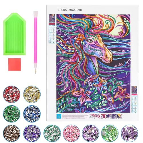 ARONRAVE Diamond Painting Pferde Geschenke für 8 9 10 11 12 Jahre Mädchen Teenager 5D Diamond Painting Pferde Geschenke Diamond Painting Zubehör Full Bilder Diamond Painting Kits von ARONRAVE