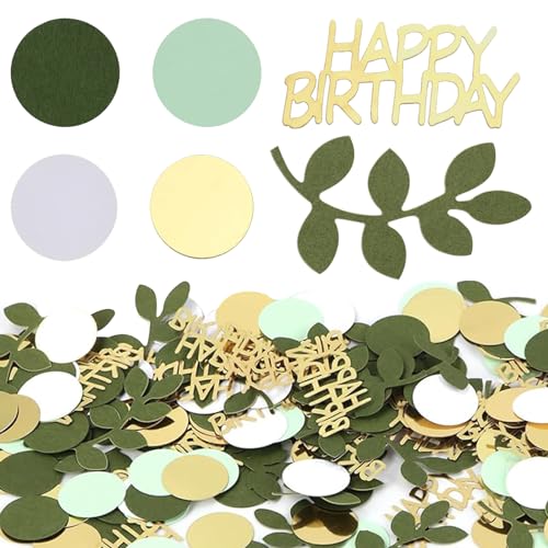 ARONRAVE Konfetti Geburtstag Tischdeko Geburtstag Grün, 200 Stück Konfetti Grün Happy Birthday Streudeko Geburtstag Grün Hochzeit für Happy Birthday Konfetti Geburtstag Gold Grün von ARONRAVE
