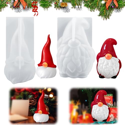 ARONRAVE Weihnachtsmann Kerzenformen 2 Stück Silikonform Kerze Weihnachtsmann 3D Wichtel Silikonform Kerzenformen Silikon Weihnachten Zwerg 3D Weihnachten Seifenform DIY Silikon Kerzen Gießform von ARONRAVE