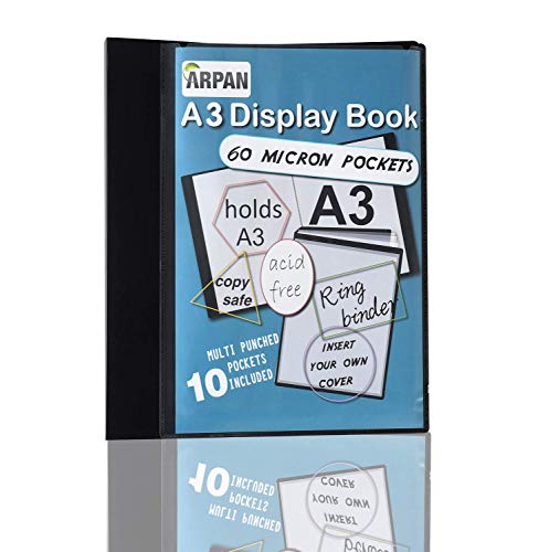 A3 Ordner 4-D Ringbuch Deluxe Hochformat schwarz Präsentationsmappe Dokumentenhalter 10 Hüllen von ARPAN