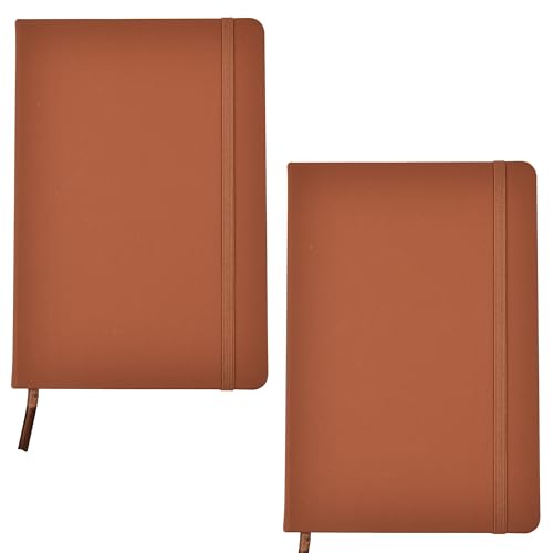 ARPAN A5 Hardcover und Lesebändchen mit elastischem Verschluss, Notizbuch, Tagebuch, 80 g/m² Papier, 136 Blatt, perfekt für Büro, Zuhause, Schule, Geschäft (Braun, 2 Stück) von ARPAN