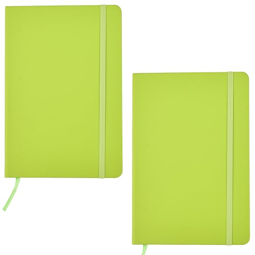 ARPAN A5 Hardcover und Lesebändchen mit elastischem Verschluss, Notizbuch, Tagebuch, 80 g/m² Papier, 136 Blatt, perfekt für Büro, Zuhause, Schule, Geschäft (Grün, 2 Stück) von ARPAN