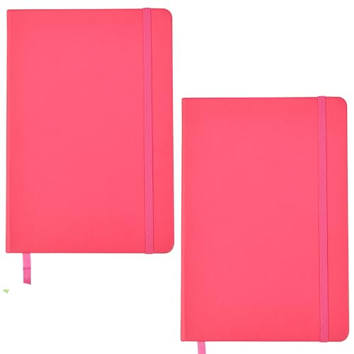 ARPAN A5 Hardcover und Lesebändchen mit elastischem Verschluss, Notizbuch, Tagebuch, 80 g/m² Papier, 136 Blatt, perfekt für Büro, Zuhause, Schule, Geschäft (Rosa, 2 Stück) von ARPAN