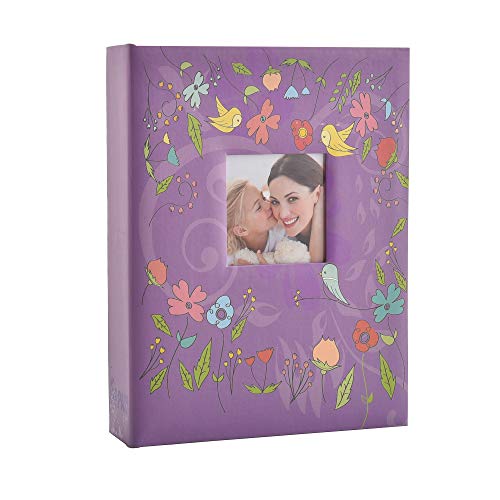 ARPAN Slip in Album Fotoalbum für 10,2 x 15,2 cm große Fotos mit Fenster, modisches Design, 200 Stück, Violett, Kunststoff, Purple Bird, 22 x 4.8 x 17.8 cm von ARPAN
