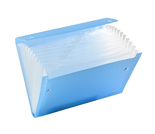 Arpan Fächermappe, A4, transparent, 13 Fächer, mit Druckknopfverschluss, Dokumentenmappe von Arpan (blau) von ARPAN