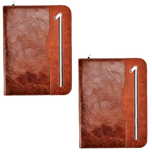 Arpan Konferenzmappe mit Reißverschluss, A4, professionelle Business-Dokumentenmappe, Tasche, Organizer, Kunstleder, Schokoladenbraun, 2 Stück von ARPAN
