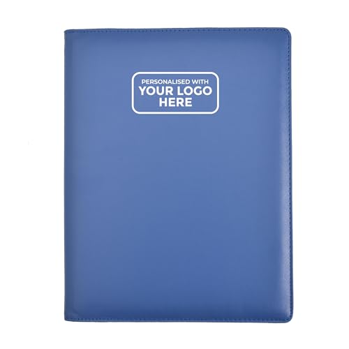 Arpan Präsentationsmappe mit personalisiertem Logo, 24 Taschen, 48 Seiten, A4, Dokumentenmappe, Sichtbuch, Portfolio, professionelle Konferenzmappe, Kunstleder (blau) von ARPAN