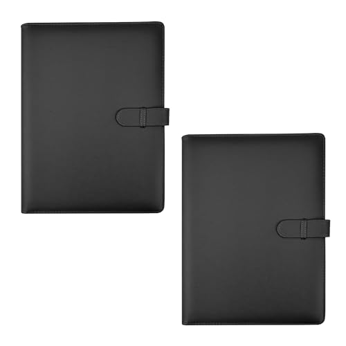 Arpan Professionelles Präsentations-Sichtbuch, A4, 36 Blatt, Innentaschen am Aktenrücken befestigt, mit Soft-Touch-Sichtbuch, Portfolio-Mappe mit Verschlussgürtel, Schwarz, 2 Stück von ARPAN
