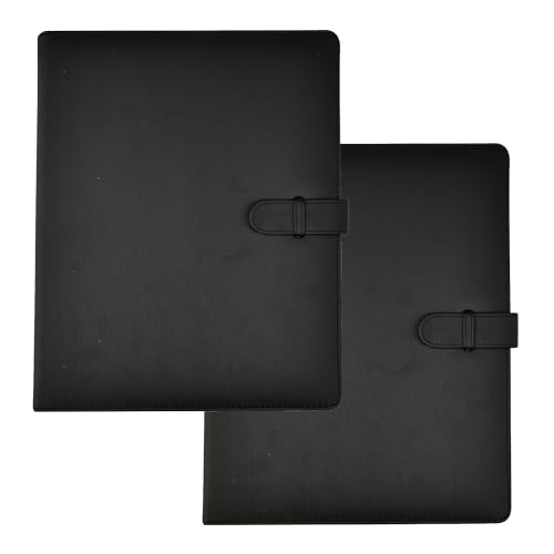 Arpan Professionelles Präsentations-Sichtbuch, A4, 50 Blatt, Innentaschen, Soft-Touch, Sichtbuch, Ringbuch, Portfolio-Ordner mit Verschlussgürtel, Schwarz, 2 Stück von ARPAN