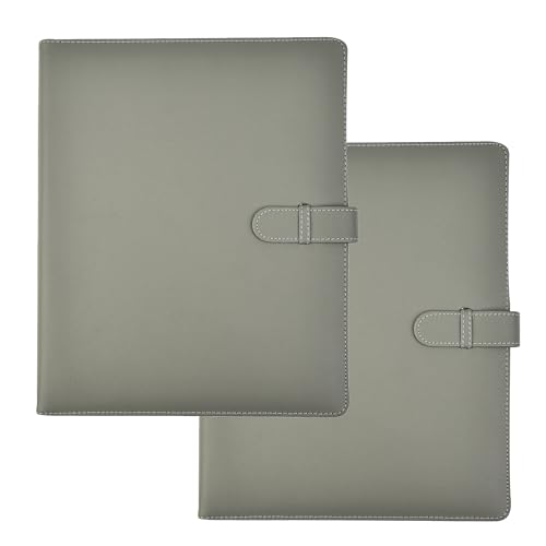 Arpan Professionelles Präsentations-Sichtbuch, A4, 50 Blatt, Innentaschen, Soft-Touch-Sichtbuch, Ringbuch, Portfolio-Ordner mit Verschlussgürtel, Grau, 2 Stück von ARPAN