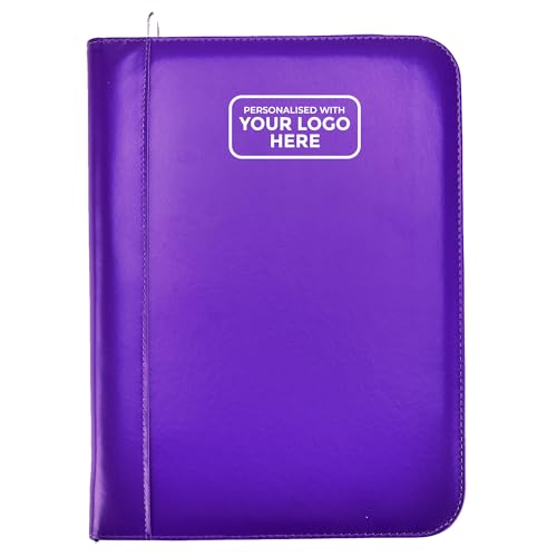 Arpan Ringbuch mit individuellem Logo, A4, Konferenzmappe mit Reißverschluss, Dokumentenmappe mit Taschenrechner, Stanztaschen, Karten- und Stifthaltern (lila) von ARPAN