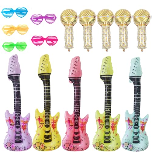 15 Stück Aufblasbare Instrumente Set, Aufblasbare Gitarre, Inflatable Microphone Party Accessories, Party-Requisiten für Party-Dekoration, Aufblasbare für Geburtstagsfeier 15 Stück Aufblasbare Instrumente Set, Aufblasbare Gitarre, Inflatable Microphone Party Accessories, Party-Requisiten für Party-Dekoration, Aufblasbare für Geburtstagsfeier von ARROMI