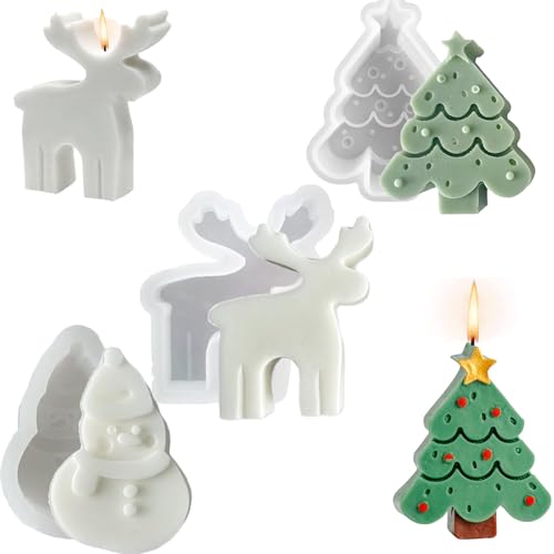 3 Stück Silikonformen Gießformen Weihnachten,Silikonform Weihnachten, Elch Schneemann Weihnachtsbaum Kerzengießform DIY Kerzenherstellung Form für die Herstellung von Kerzen 3 Stück Silikonformen Gießformen Weihnachten,Silikonform Weihnachten, Elch Schneemann Weihnachtsbaum Kerzengießform DIY Kerzenherstellung Form für die Herstellung von Kerzen von ARROMI