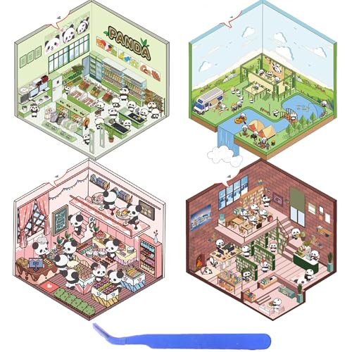 4 Sätze 3D Sticker Scene Mit Pinzette, Panda Aufkleber, Spaß DIY Set, Niedlich Aufkleber Set, DIY Stacking Scene Stickers, Tiere Sticker für Jungen, Mädchen 4 Sätze 3D Sticker Scene Mit Pinzette, Panda Aufkleber, Spaß DIY Set, Niedlich Aufkleber Set, DIY Stacking Scene Stickers, Tiere Sticker für Jungen, Mädchen von ARROMI