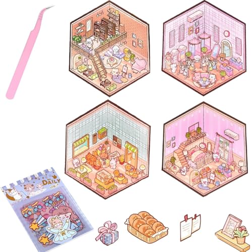 5 Sätze 3D Sticker Scene, 3D Sticker, Sticker 3D, 3D Sticker Maker, DIY Scene Stickers Your Own Garderobe, Aufenthaltsraum, Dessertladen, Bibliothek, Fun Cute Scene Stickers Relief Stress for Adult K 5 Sätze 3D Sticker Scene, 3D Sticker, Sticker 3D, 3D Sticker Maker, DIY Scene Stickers Your Own Garderobe, Aufenthaltsraum, Dessertladen, Bibliothek, Fun Cute Scene Stickers Relief Stress for Adult K von ARROMI