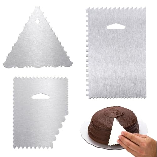ARROMI 3 Stück Tortenschaber, Kuchenschaber, Edelstahl Kuchenschaber, Edelstahl Tortenglätter, Teigschaber, Torten Zubehör, Zum Backen, Torten Selber Machen, Tortendekoration ARROMI 3 Stück Tortenschaber, Kuchenschaber, Edelstahl Kuchenschaber, Edelstahl Tortenglätter, Teigschaber, Torten Zubehör, Zum Backen, Torten Selber Machen, Tortendekoration von ARROMI