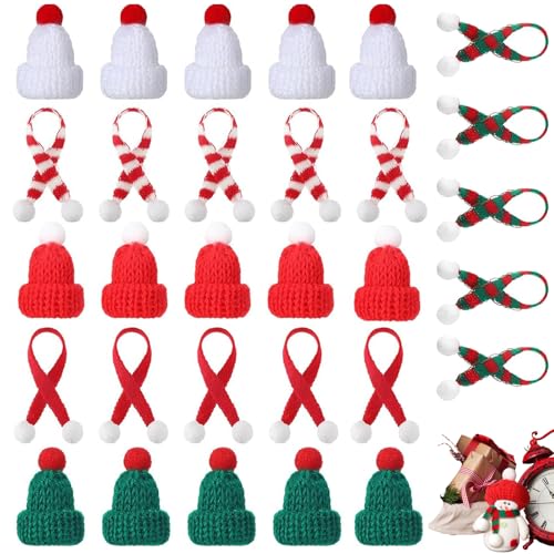 ARROMI 30 Stück Kleine Weihnachtsmützen, Weihnachtsmütze, Nikolausmütze, Mini Weihnachtsmütze Und Schal Set, Für Tischdekoration, Schneemann, Dekoration, Geschenk, Dekoration, Party ARROMI 30 Stück Kleine Weihnachtsmützen, Weihnachtsmütze, Nikolausmütze, Mini Weihnachtsmütze Und Schal Set, Für Tischdekoration, Schneemann, Dekoration, Geschenk, Dekoration, Party von ARROMI