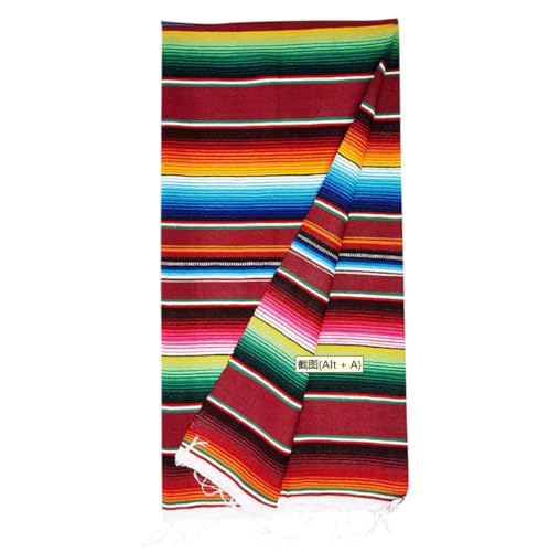 Mexikanische Tischdecke mit Quasten, 150x200cm Mexikanische Tisch Decke, Mexikanischer Stil Gestreift Decke, Bunte Baumwolle Picknick Decke für Mexikanische Party Hochzeits Dekorationen (Rot) von ARSBORUI