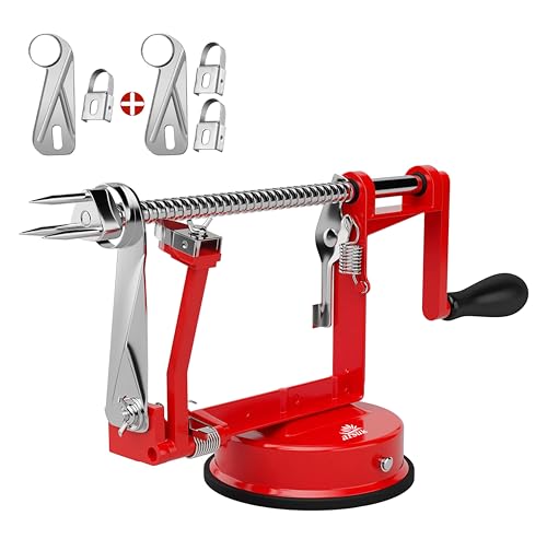 ARSUK Apfelschäler - (3 Zusätzliche Klingen) Schäler, Entkerner, Schneider, Edelstahl Klingen, Verstellbarer Schälarm, Spülmaschinenfest Obstschäler, Ideal für Äpfel, Birnen und Kartoffeln von ARSUK